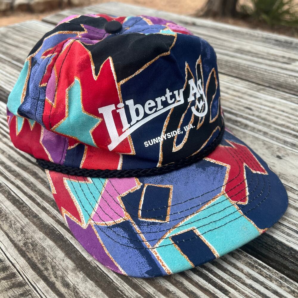 Retro Snapback Hat Liberty Ag Sunnyside WA | Braid Rope Geometric Multicolor Cap